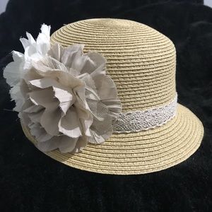 Stunning Floral Embellished Straw Fedora Hat